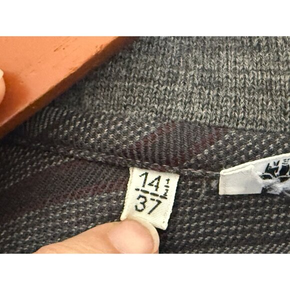 Vintage Basile Made In Italy Gray Wool Striped Button-Up Shirt Size 37 - Picture 7 of 9